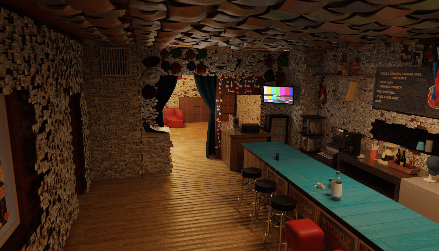 Conception 3D Bagdad Café - gallerie metaverse NFT