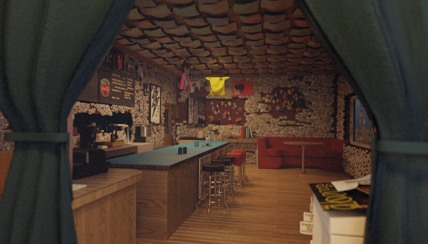 Conception 3D Bagdad Café - gallerie metaverse NFT